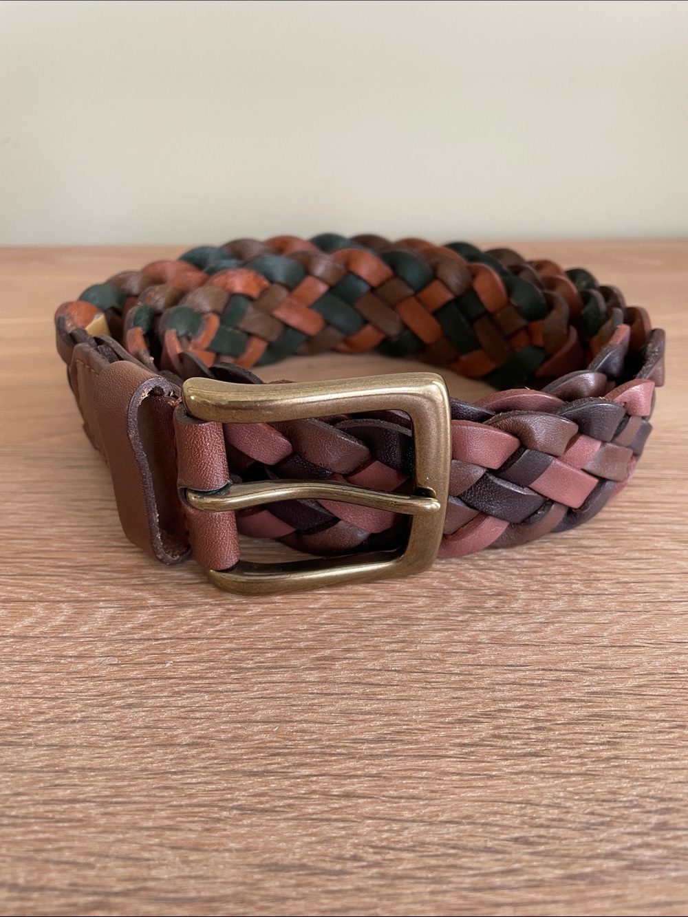 TOMMY BAHAMA MEN’S TRI-TONE BROWN BRAIDED LEATHER BELT Size M (34 - 36)